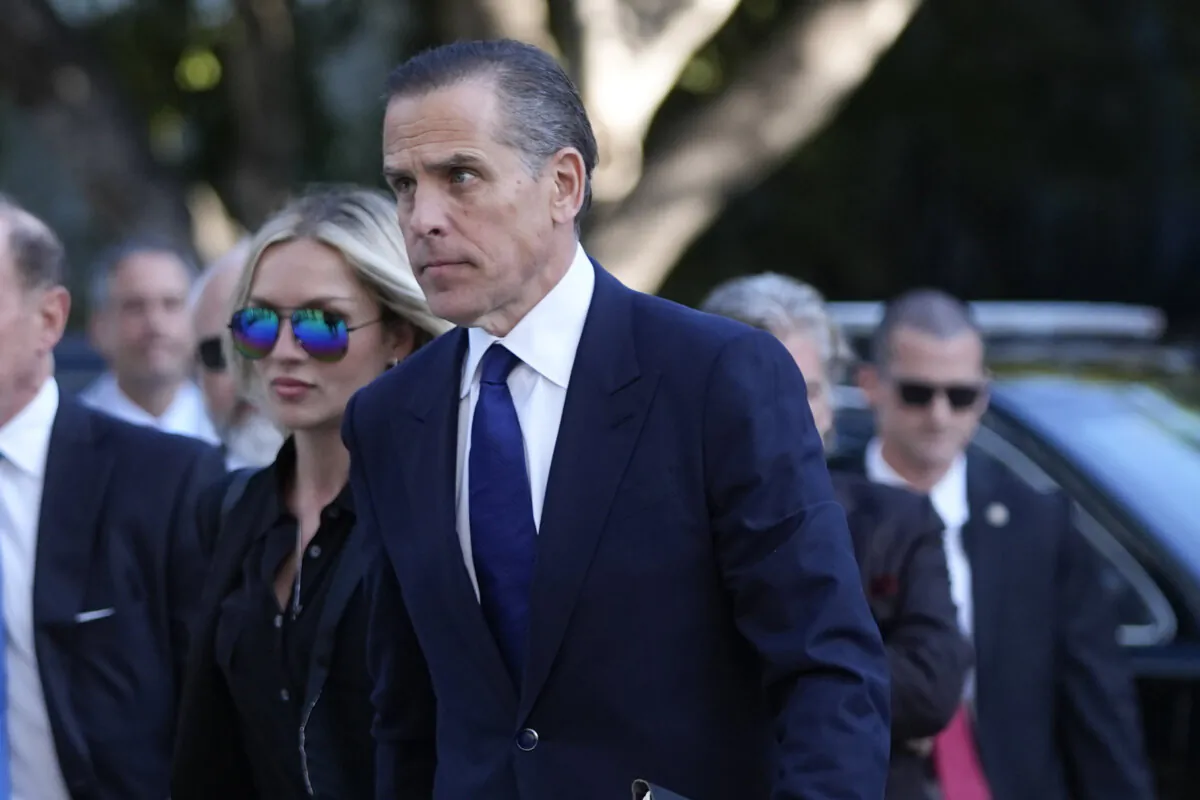 Hunter Biden, right, and his wife Melissa Cohen Biden, arrive in federal court for jury selection for his trial on felony tax charges in Los Angeles on Sept. 5, 2024. (Jae C. Hong/AP Photo)