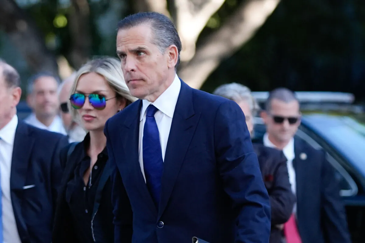 Hunter Biden (R) and his wife, Melissa Cohen Biden, arrive in federal court for jury selection for his trial on felony tax charges in Los Angeles on Sept. 5, 2024. (Jae C. Hong/AP Photo)