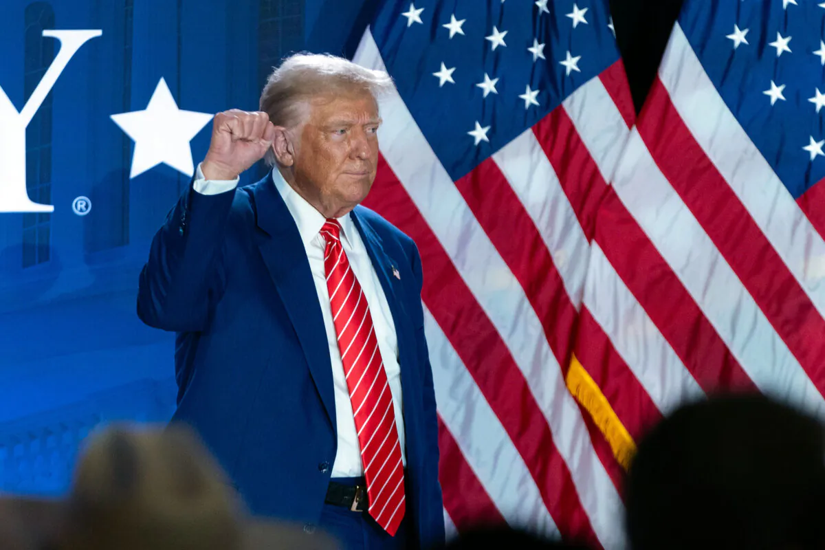 Former President Donald Trump, the Republican presidential nominee, gestures during an event in Washington on Aug. 30, 2024. (Jose Luis Magana/AP Photo)