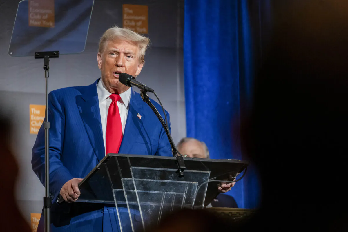Former President Donald Trump, the Republican presidential nominee, addresses the Economic Club of New York in New York City on Sept. 5, 2024. (Spencer Platt/Getty Images)