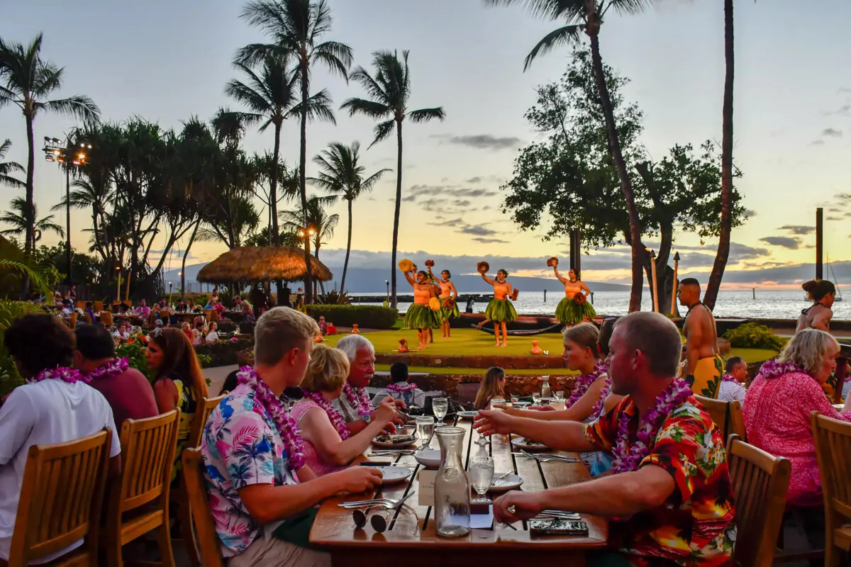 A luau on the waterfront of West Maui features dinner and an hourlong performance, including hula dancers. (Christopher Reynolds/Los Angeles Times/TNS)