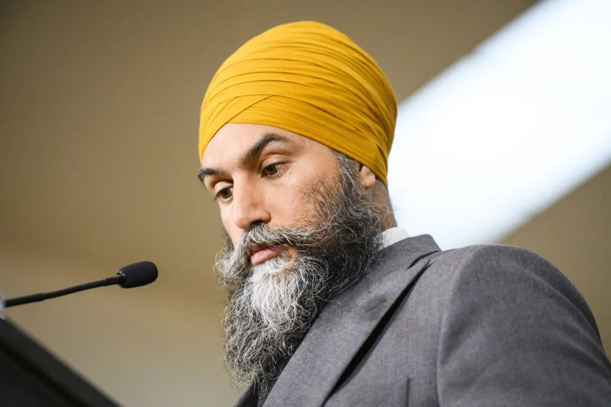 NDP Leader Jagmeet Singh gives remarks during a press conference in Toronto on Sept. 5, 2024. (The Canadian Press/Christopher Katsarov)