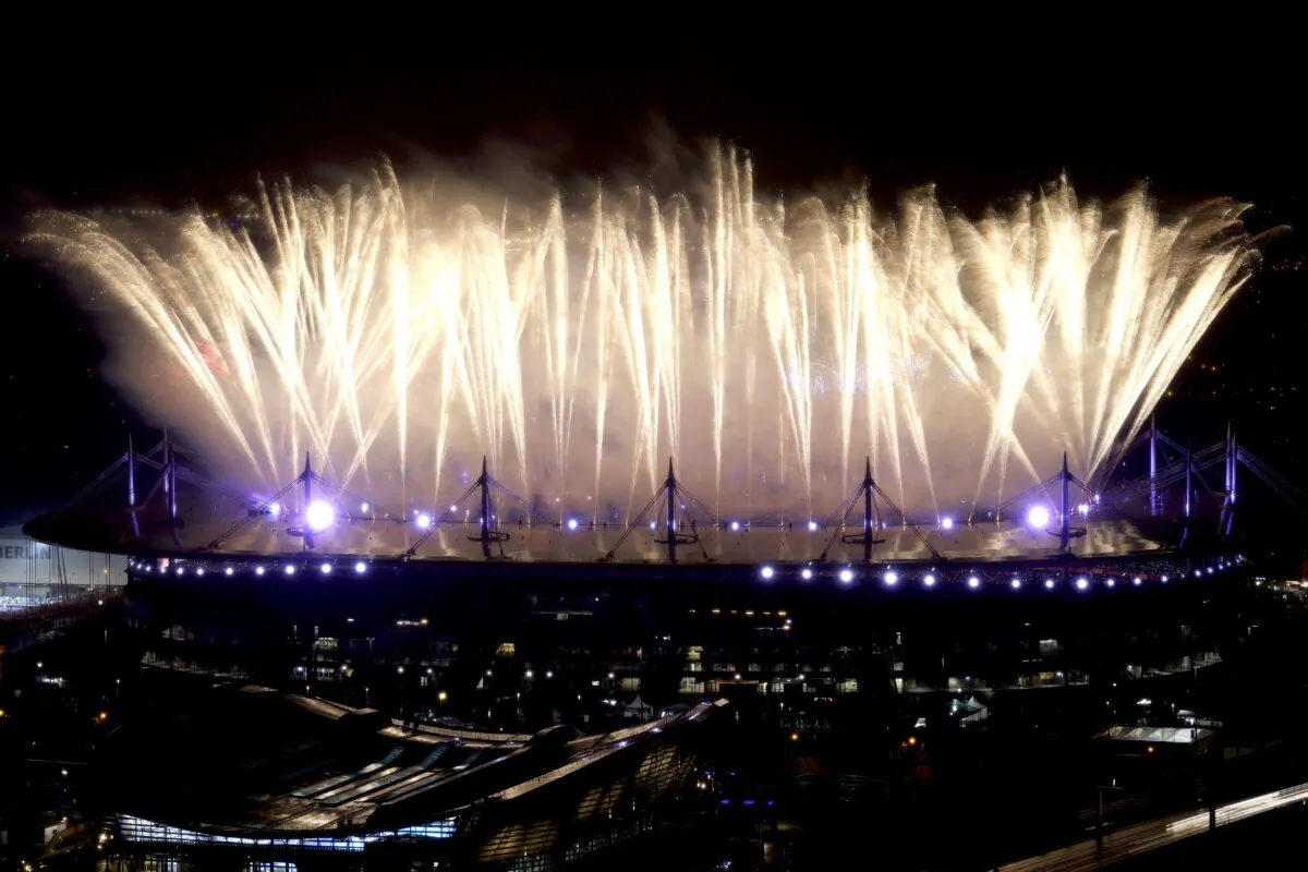 Fireworks fired on the roof of the Stade de France at the end of the Paris 2024 Paralympic Games Closing Ceremony in Saint-Denis, in the outskirts of Paris, on Sept. 8, 2024. (Ian Langsdon/AFP via Getty Images)
