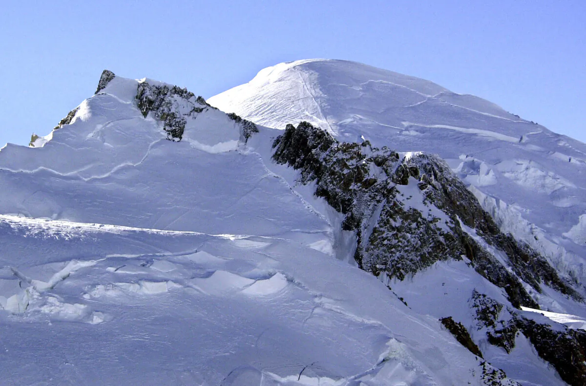 Mont Blanc, western Europe's highest mountain, on Feb. 19, 2003. (Patrick Gardin/AP Photo)