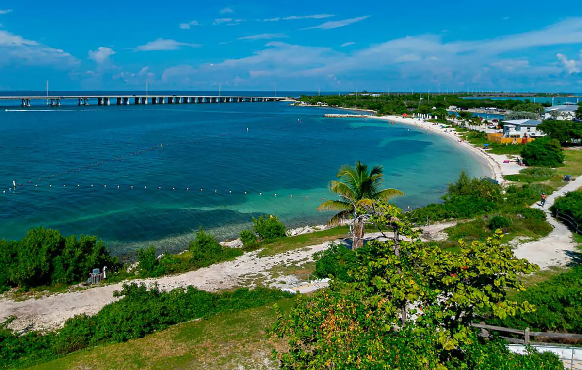 A view of Bahia Honda State Park's Calusa Beach near Big Pine Key on Oct. 11, 2021. The Overseas Highway can be seen in the background. (Matias J. Ocner/Miami Herald/TNS)