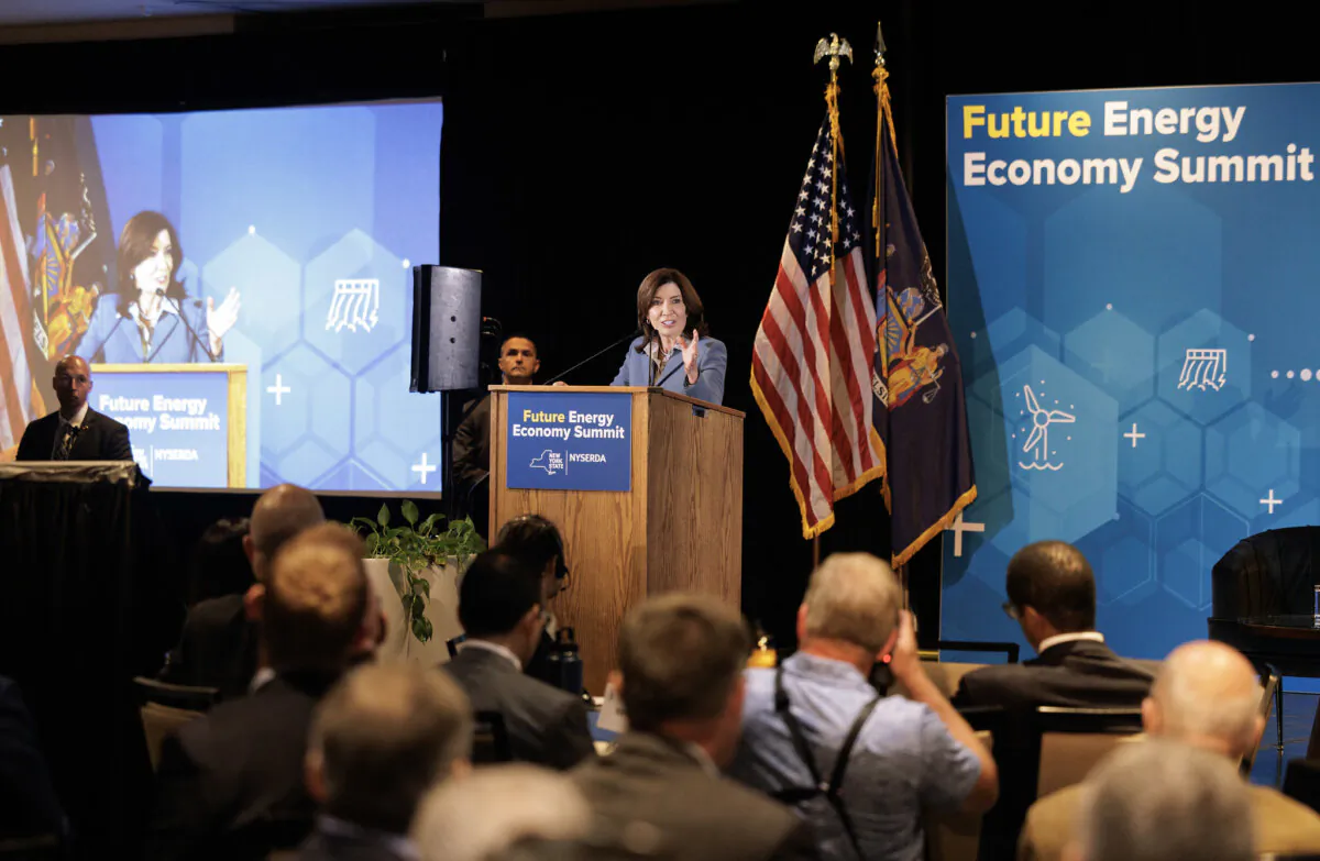 Gov. Kathy Hochul delivers remarks at the Future Energy Economy Summit in Syracuse, N.Y., on Sept. 5, 2024. (Courtesy of the Office of the Governor)