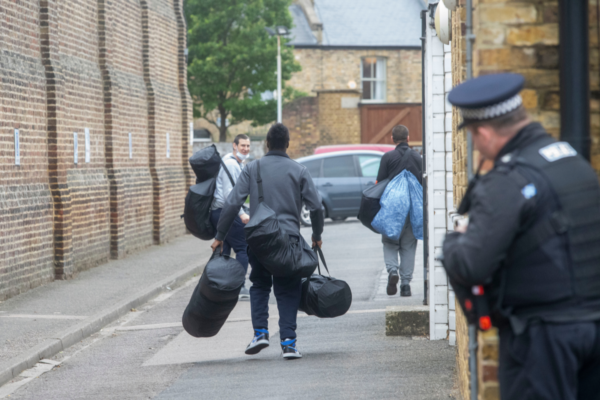 People seen outside HM Prison Brixton in London, England, on Sept. 10, 2024. (Jeff Moore/PA Wire)