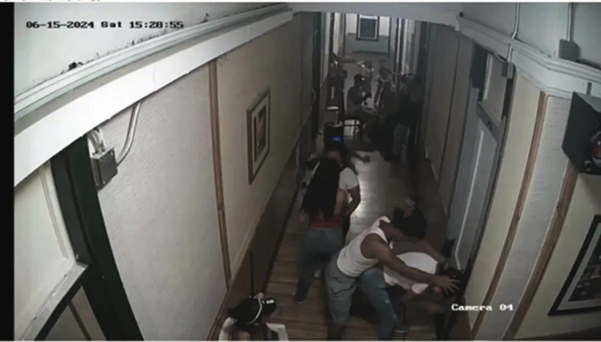 Still photo taken from a security camera at the Gateway Hotel, which was part of an aggravated assault case included in court documents, in El Paso, Texas, on June 15, 2024. (Courtesy of the El Paso County Attorney)