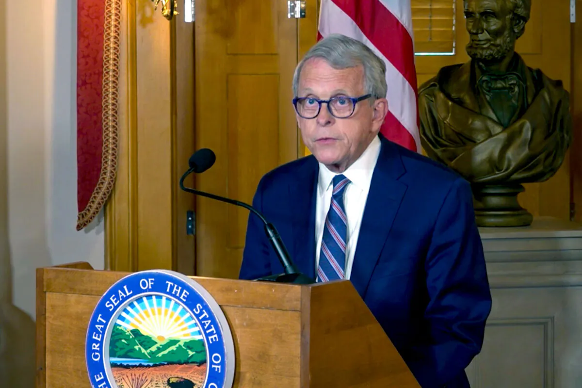 Ohio Gov. Mike DeWine speaks in Columbus, Ohio, on May 23, 2024. (Patrick Orsagos/AP Photo)