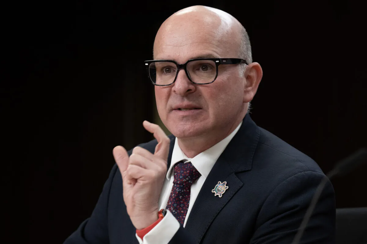 Employment, Workforce Development, and Official Languages Minister Randy Boissonnault speaks during a news conference in Ottawa on May 21, 2024. (The Canadian Press/Adrian Wyld)