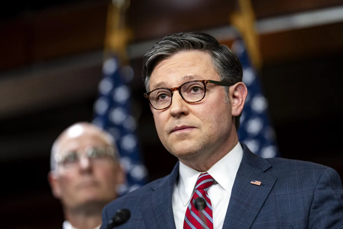 House Speaker Mike Johnson (R-La.) speaks during a press conference at the U.S. Capitol on Sept. 10, 2024. (Kent Nishimura/Getty Images)