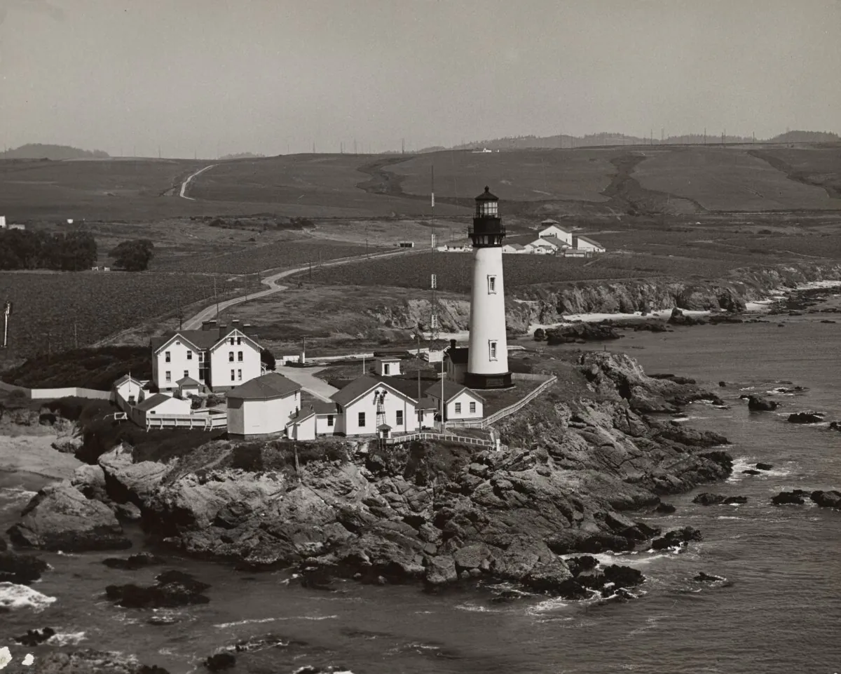A mid-1900s view of Pigeon Point Lighthouse. (Courtesy of the U.S. Coast Guard and National Archives)