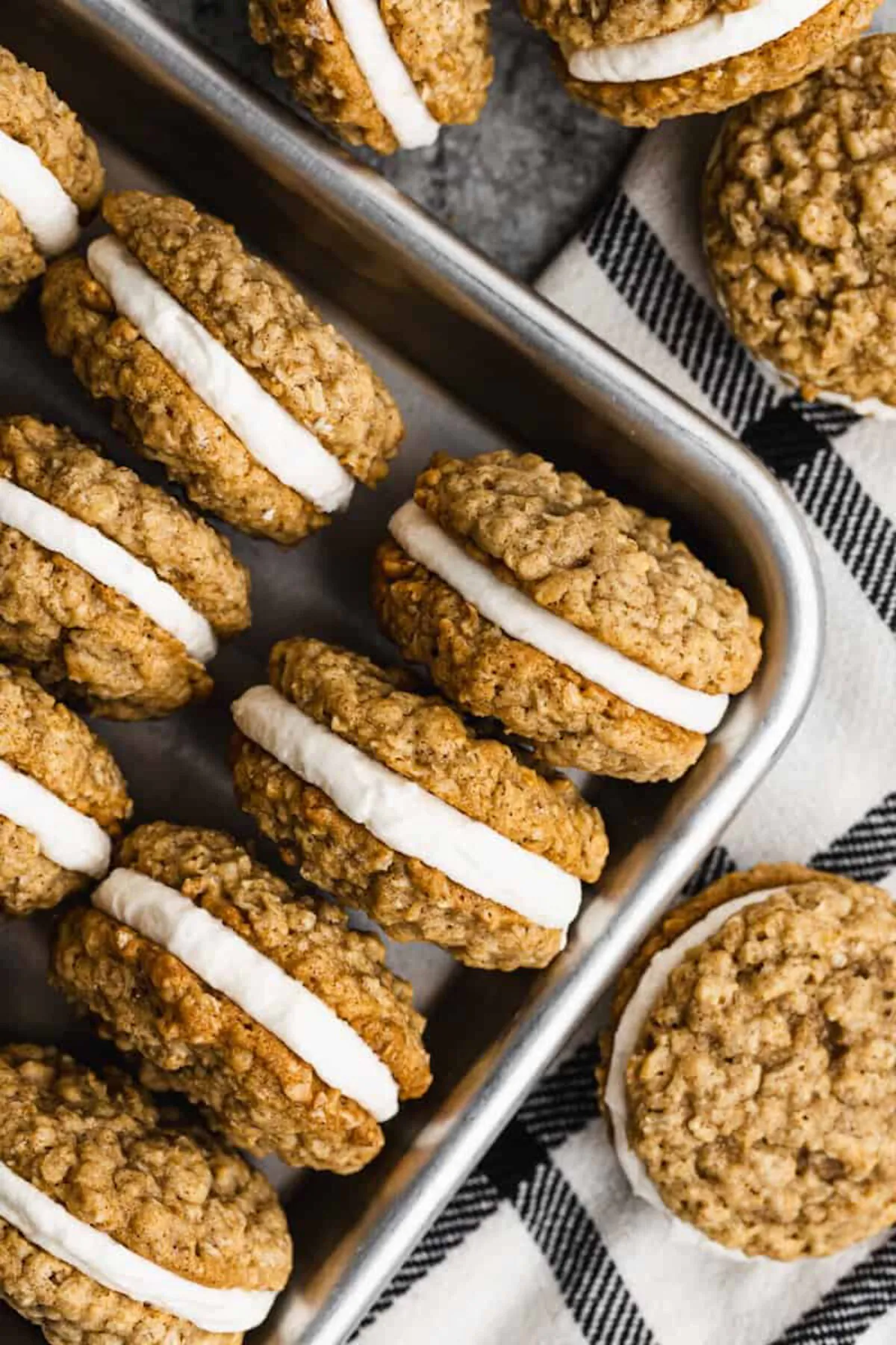 Homemade Oatmeal Creme Pie cookies are soft, chewy, and filled with a light and creamy filling. (Lauren Allen)