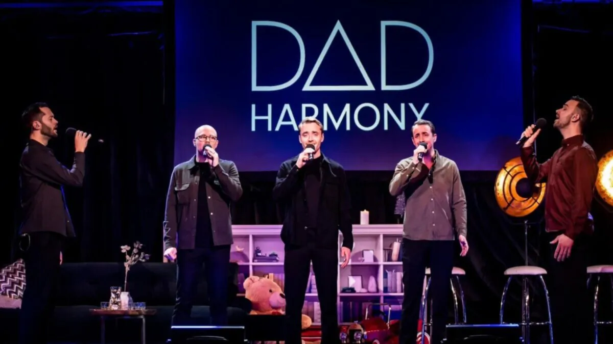 Dad Harmony on stage during their Swedish tour. (Courtesy of Dad Harmony)