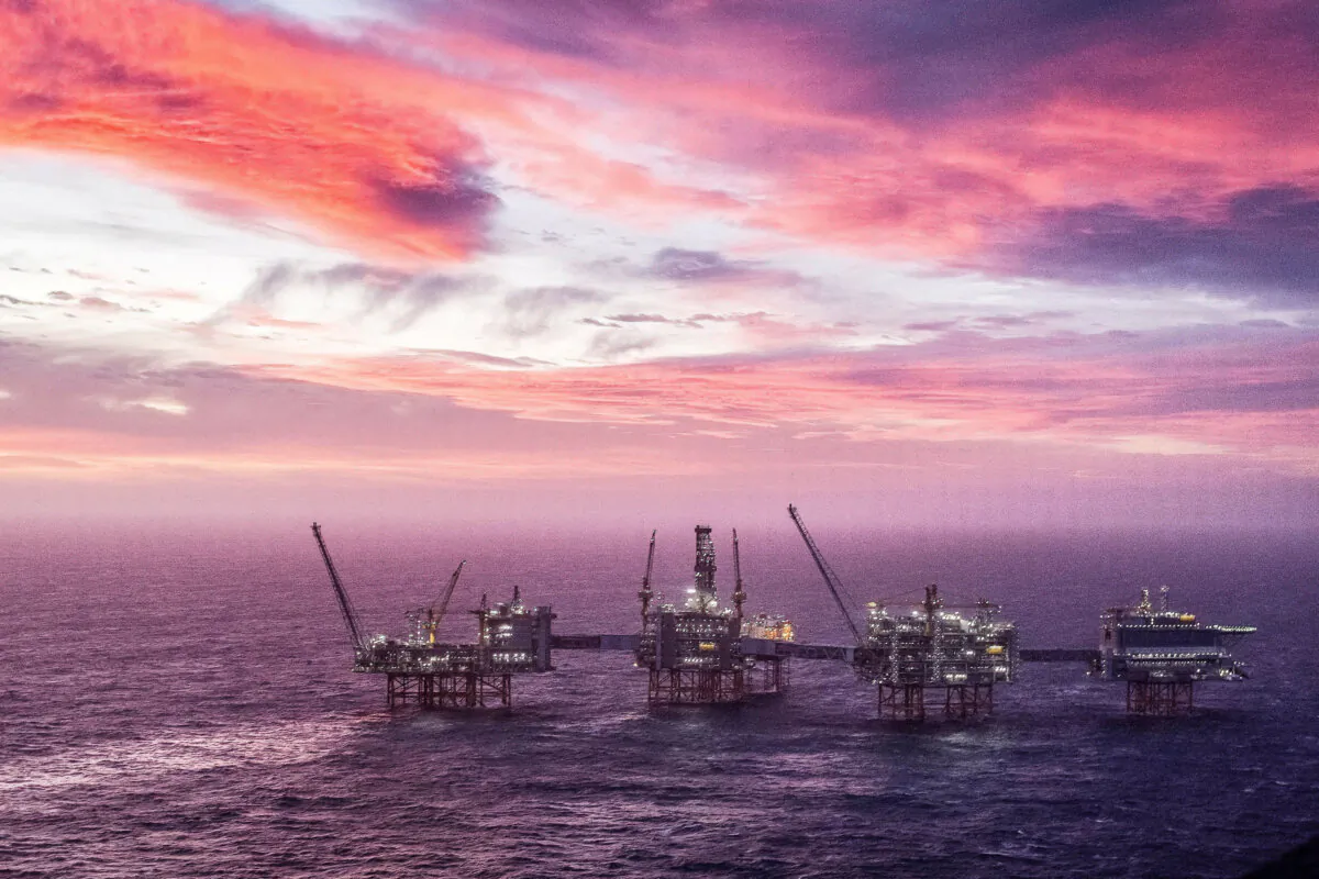 The Johan Sverdrup oilfield in the North Sea, off Norway, on Jan. 7, 2020. (Carina Johansen/NTB Scanpix/via Reuters)