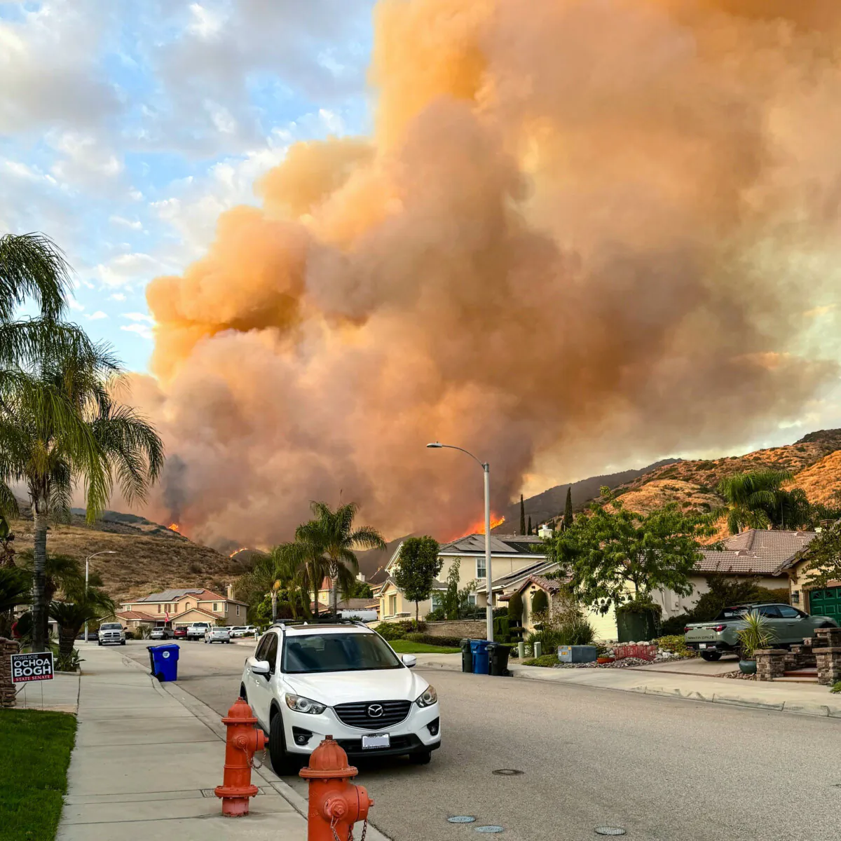 Fire crews were working to protect communities from the Line Fire burning in San Bernardino County, Calif., on Sept. 8, 2024. (U.S. Forest Service)