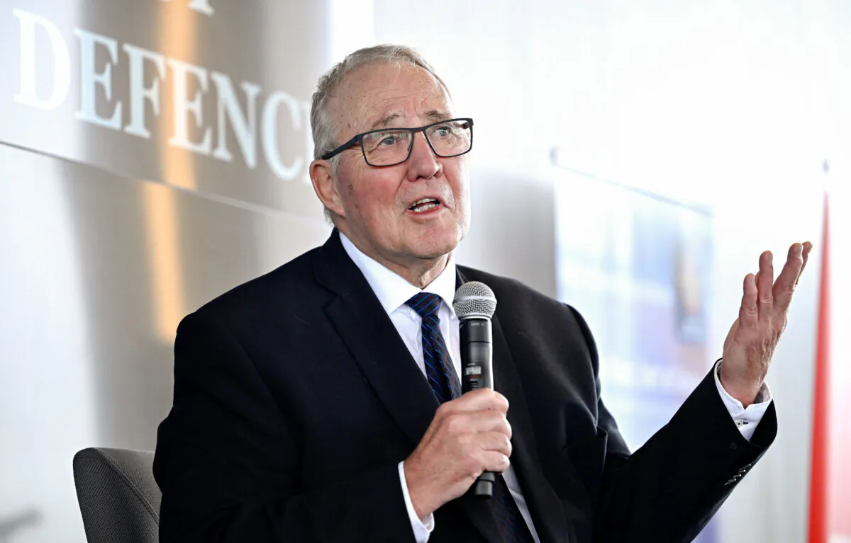 Minister of National Defence Bill Blair participates in a question and answer period at the Canadian Global Affairs Institute conference on NORAD Modernization, in Ottawa, on May 1, 2024. (The Canadian Press/Justin Tang)