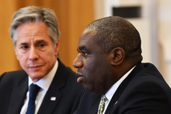 U.S. Secretary of State Antony Blinken (centre) listens as Foreign Secretary David Lammy (left) speaks, during the Fourth Crimea Platform Leaders Summit in Kyiv, Ukraine, on Sept. 11, 2024.(Leon Neal/PA Wire)