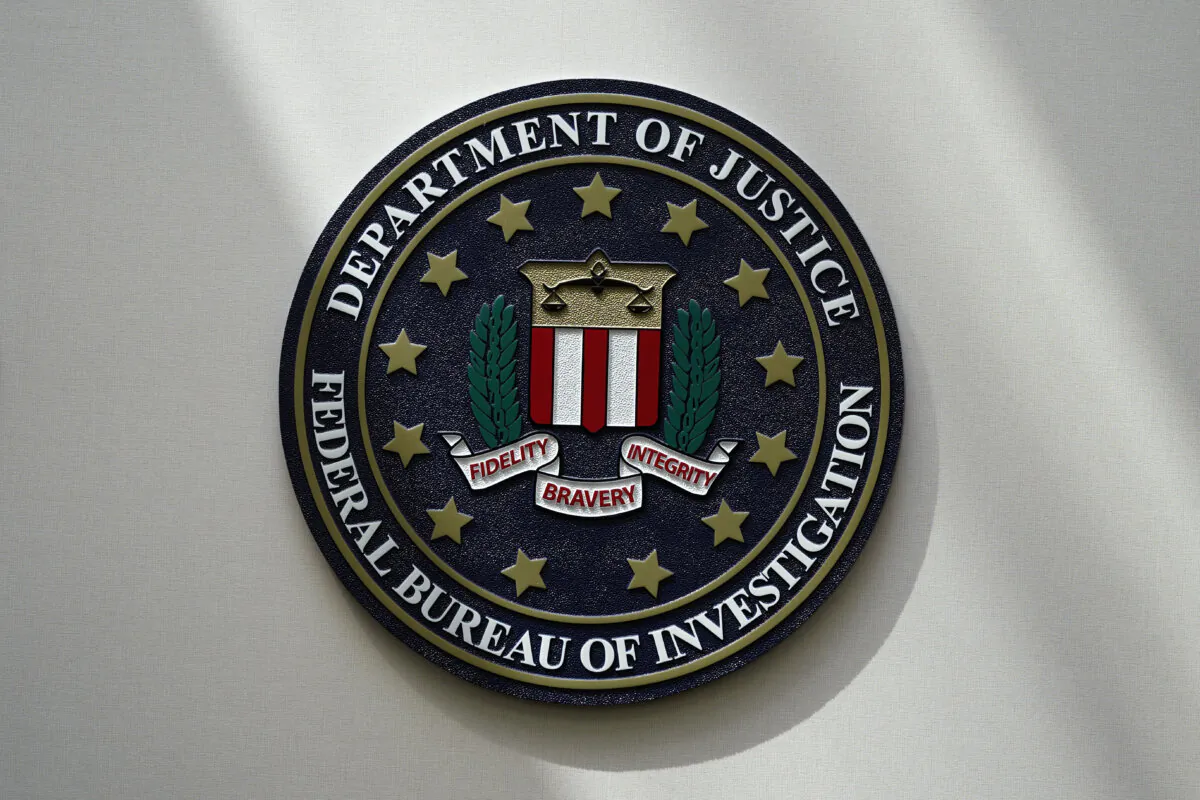 An FBI seal is seen on a wall in Omaha, Neb., on Aug. 10, 2022. (The Canadian Press/AP-Charlie Neibergall)