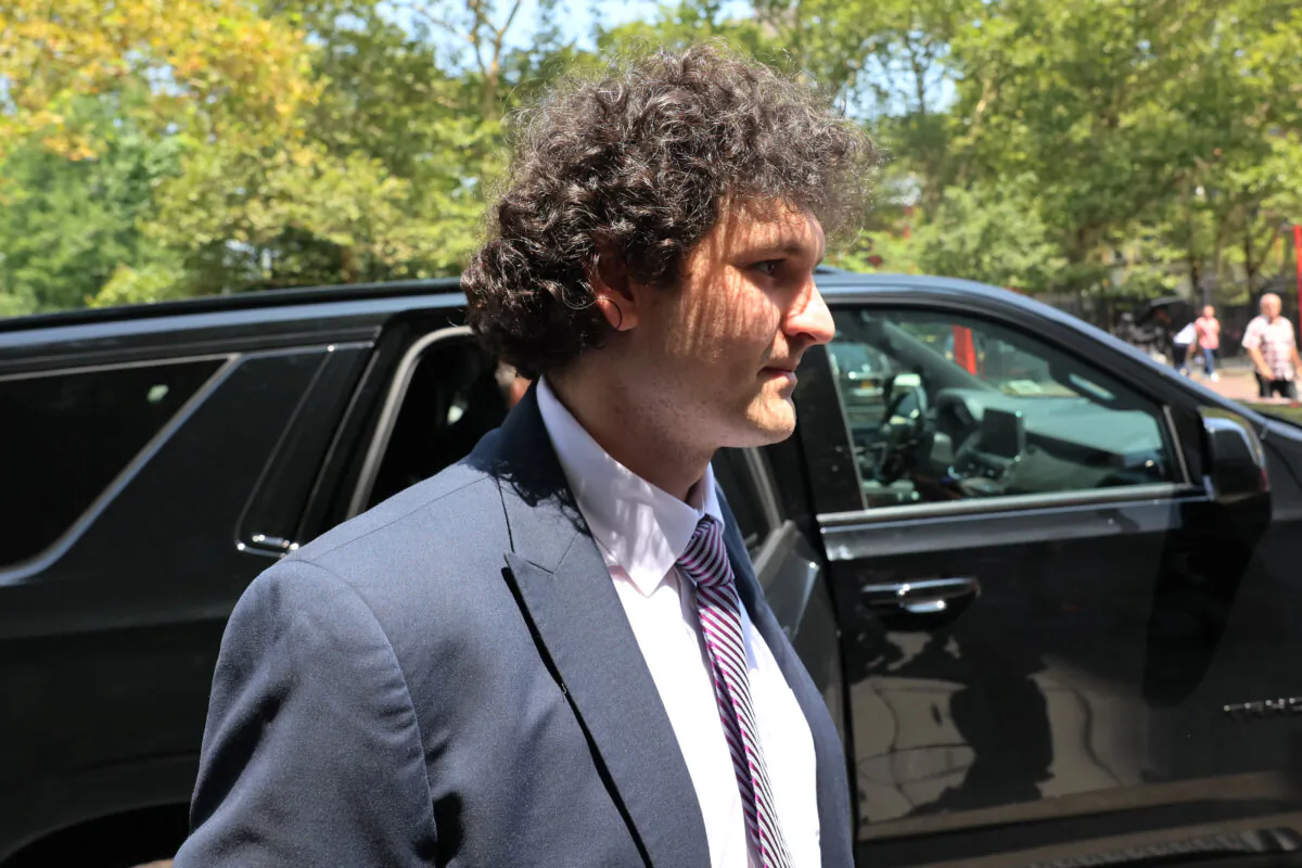 FTX Founder Sam Bankman-Fried arrives at Manhattan Federal Court for a court appearance in New York City on July 26, 2023. (Michael M. Santiago/Getty Images)