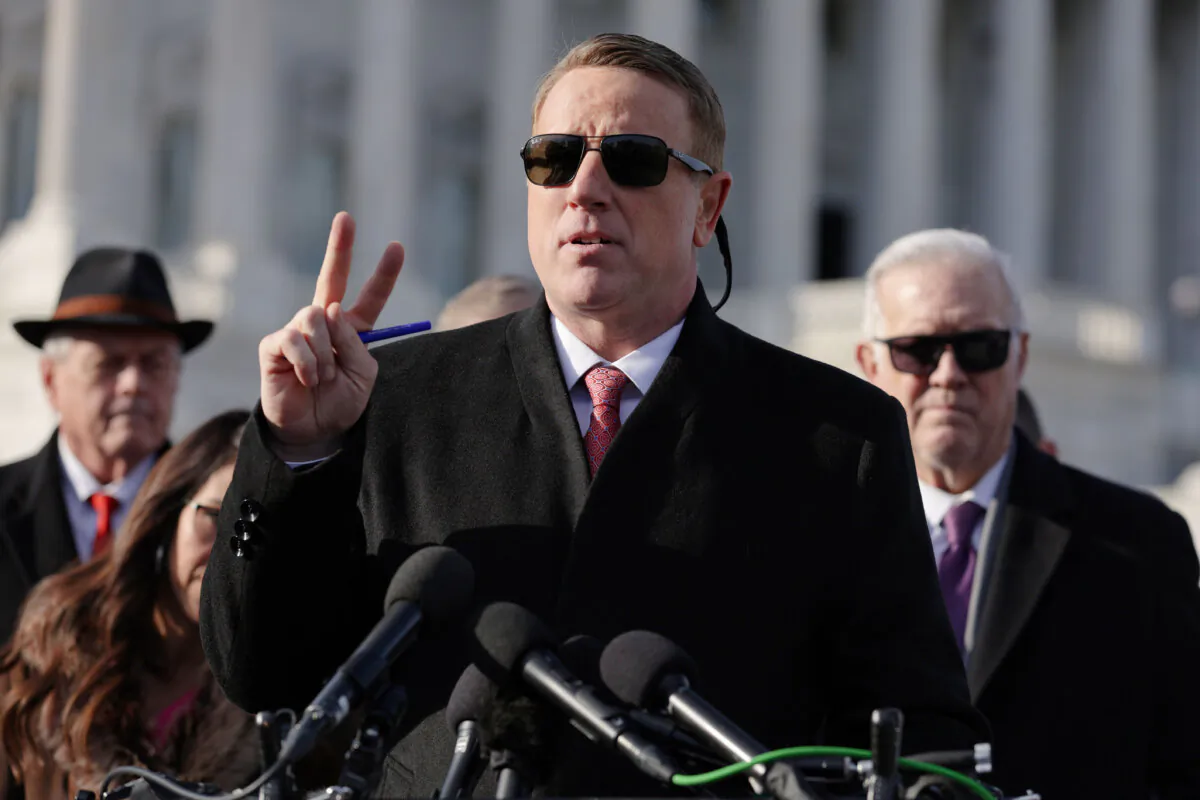 Rep. Pat Fallon (R-Texas) speaks during a news conference in front of the U.S. Capitol in Washington on Feb. 1, 2023. (Alex Wong/Getty Images)