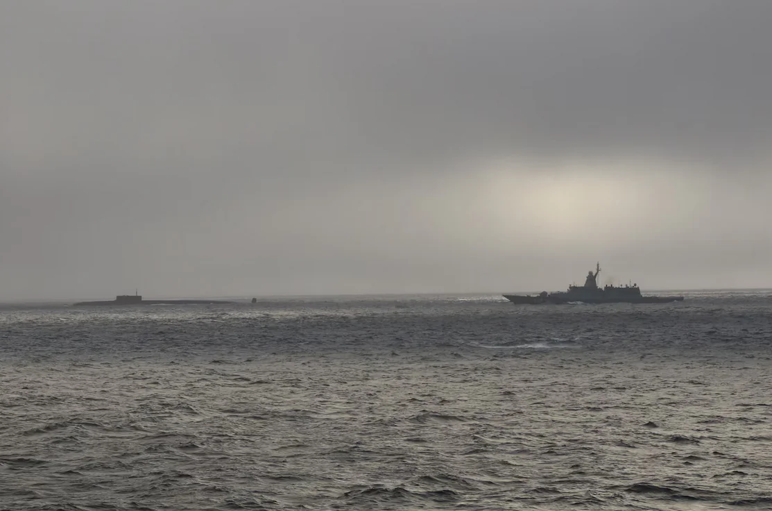 The crew of U.S. Coast Guard Cutter Stratton (WMSL 752) encountered and shadowed four Russian Navy vessels 57 miles northwest of Point Hope, Alaska, on Sept. 15, 2024. (Courtesy of the U.S. Coast Guard)