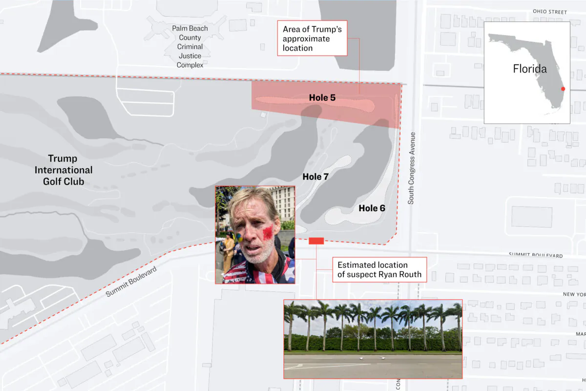 (Illustration by The Epoch Times, Getty Images, Google Earth, Maptiler)