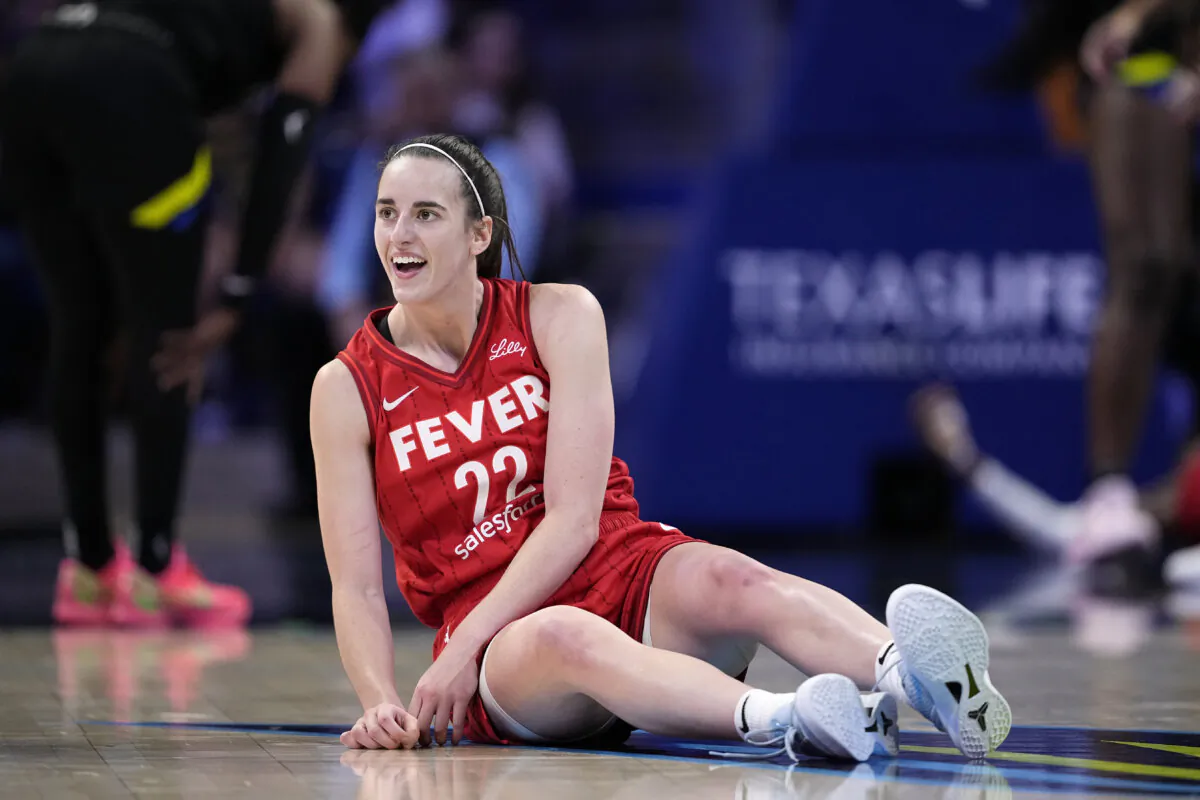Indiana Fever guard Caitlin Clark looks to the team bench after making a pass that led to a score in a WNBA game against the Dallas Wings in Arlington, Texas, on Sept. 1, 2024. (Tony Gutierrez/AP Photo)