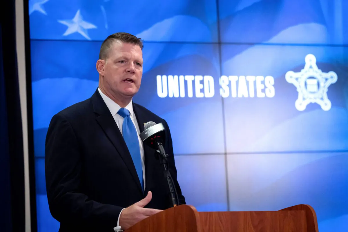 Secret Service Acting Director Ronald Rowe speaks during a press conference in Washington on Sept. 20, 2024. (Ben Curtis/Pool/AFP via Getty Images)