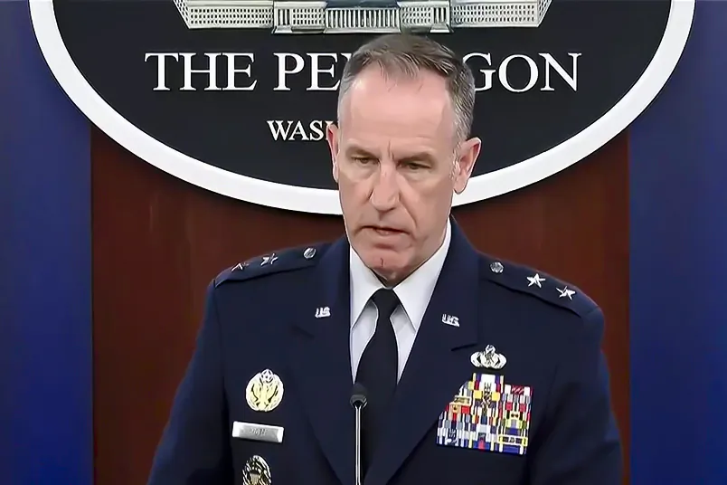 In a still from video, Pentagon press secretary Air Force Maj. Gen. Pat Ryder conducts a briefing at the Pentagon in Arlington, Va., on Sept. 3, 2024. (U.S. Department of Defense/Screenshot via The Epoch Times)