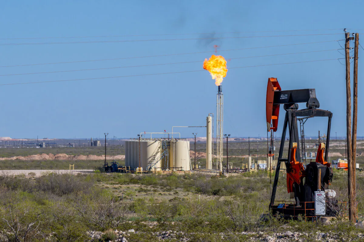 An oil pumpjack near the Callon Petroleum vicinity in Monahans, Texas, on March 27, 2024. (Brandon Bell/Getty Images)