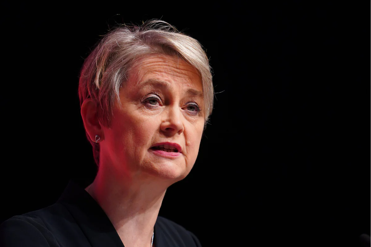 Home Secretary Yvette Cooper delivers her speech during the Labour Party Conference at the ACC Liverpool in England on Sept. 24, 2024. (Peter Byrne/PA Wire)
