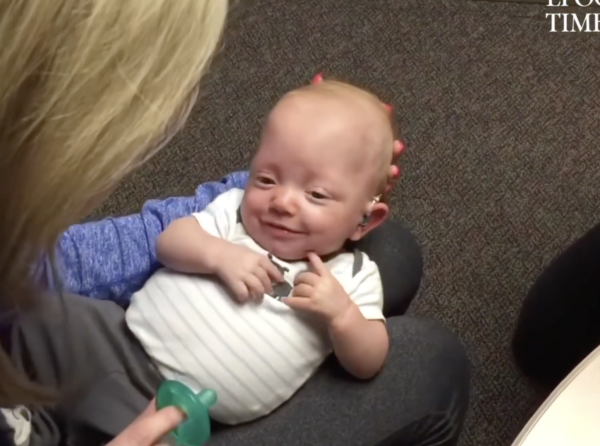 Baby Hears Everyone's Voices for the First Time