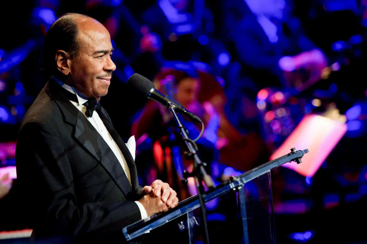 Benny Golson speaks at the National Endowment for the Arts Jazz Master Awards Ceremony and Concert held in New York, Jan. 11, 2011. (Charles Sykes/AP Photo)
