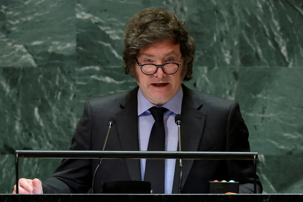 Argentina's President Javier Milei addresses the 79th United Nations General Assembly at UN headquarters in New York, U.S., Sept. 24, 2024. (REUTERS/Mike Segar)