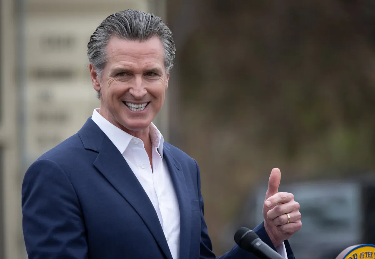 Gov. Gavin Newsom speaks in Los Angeles on Sept. 25. (John Fredricks/The Epoch Times)