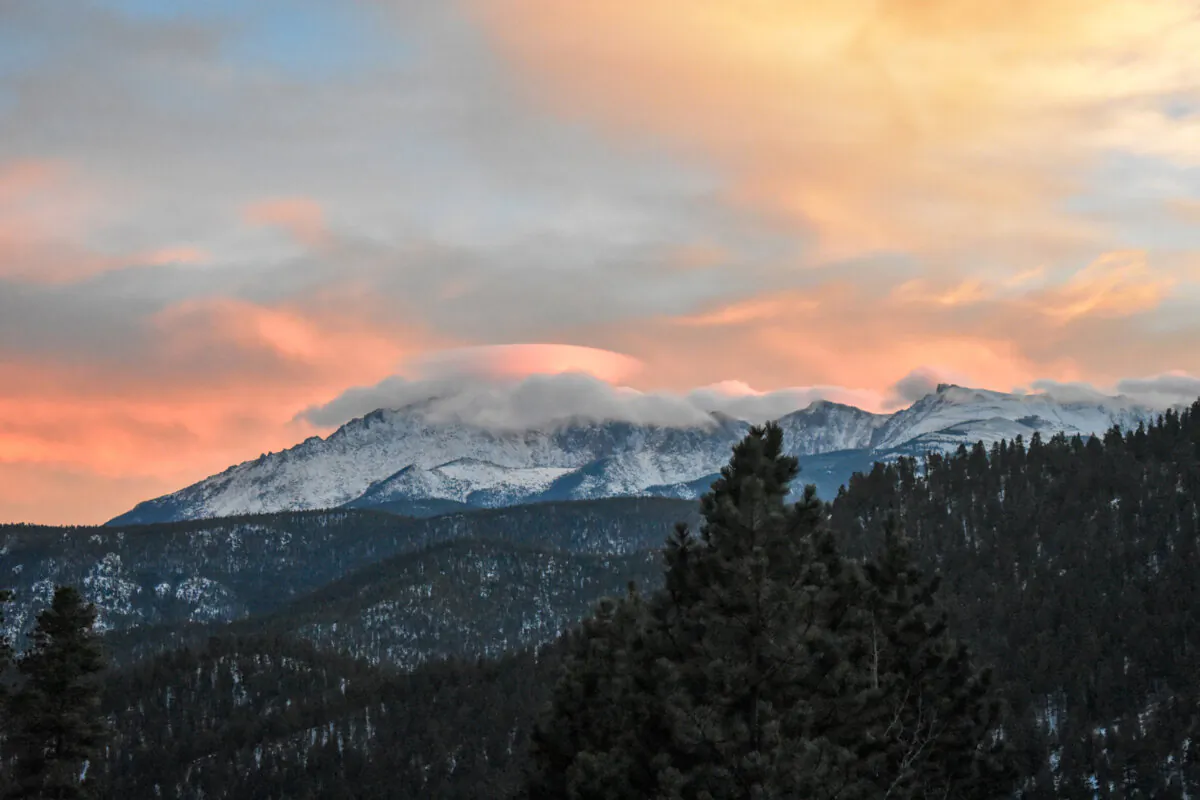 A dome of clouds forms over the top of Pike's Peak, as seen from Woodland Park, Colorado. (Alicia Hess/Dreamstime/TNS)