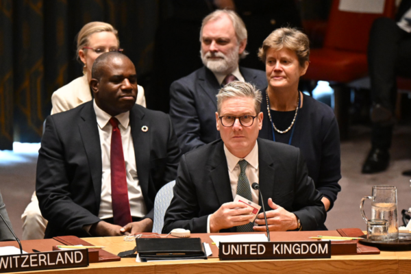 Prime Minister Sir Keir Starmer (centre) with Foreign Secretary David Lammy (centre left) attend the Security Council during the 79th United Nations General Assembly at the UN headquarters in New York, the United States, on Sept. 25, 2024. (Leon Neal/PA Wire)