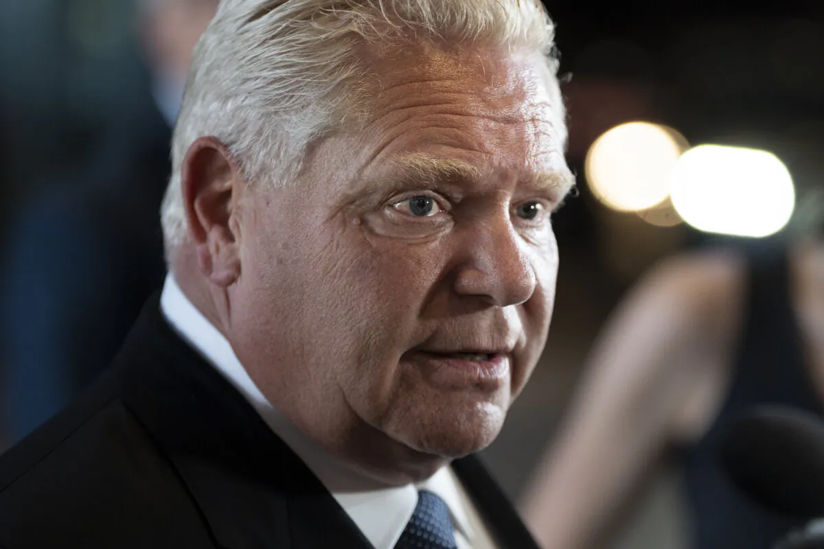 Ontario Premier Doug Ford speaks to media at a premiers' meeting in Halifax on July 15, 2024. (THE CANADIAN PRESS/Darren Calabrese)