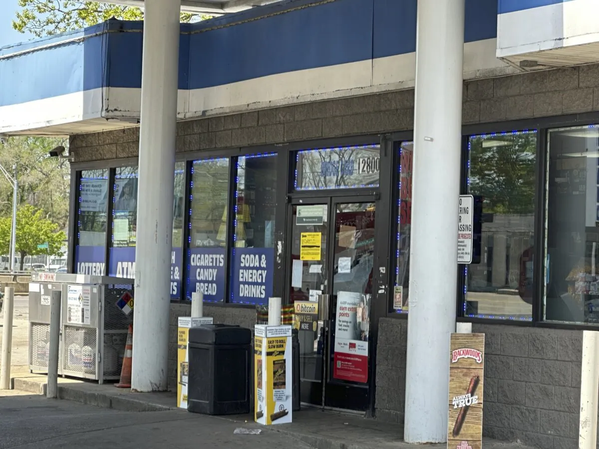 A gas station remains closed less than a week after a fatal shooting in Detroit, Michigan, May 10, 2023. (Ed White/AP Photo)