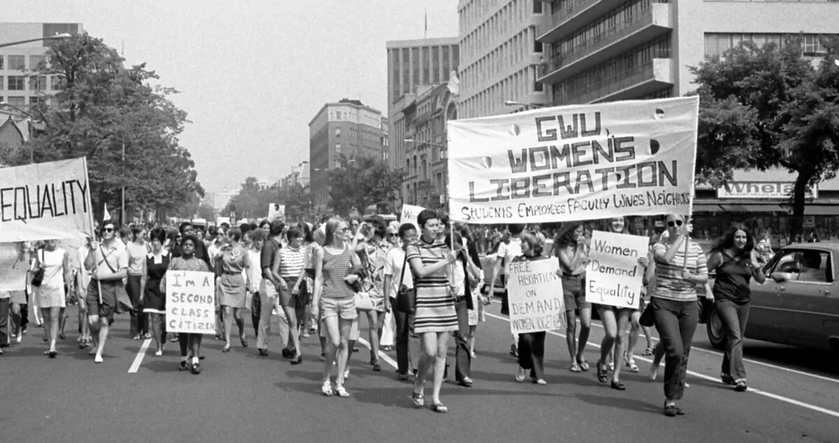 Women march in Washington on Aug. 26, 1970, during the women's liberation movement that emerged during the second wave of feminism in the 1960s. (Public Domain)