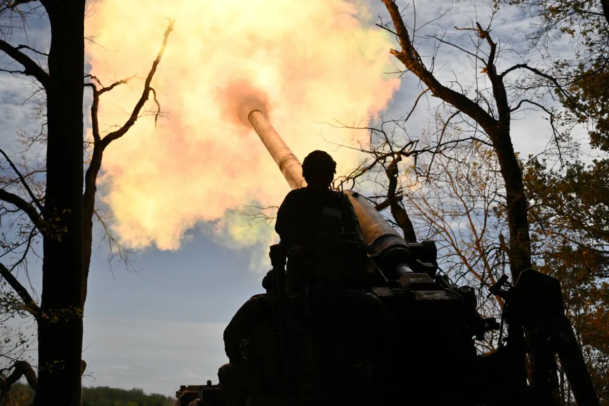 Ukrainian servicemen of the 43 Artillery Brigade fire a 2S7 Pion self-propelled cannon towards Russian positions at a front line in the Donetsk region, Ukraine, on Sept. 27, 2024. (Genya Savilov/AFP via Getty Images)