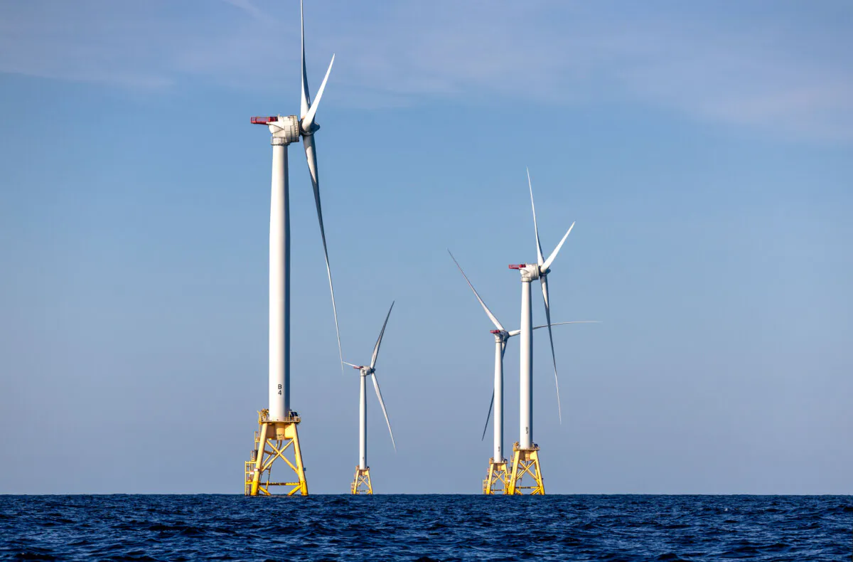Wind turbines generate electricity at the Block Island Wind Farm near Block Island, R.I., on July 7, 2022. (John Moore/Getty Images)