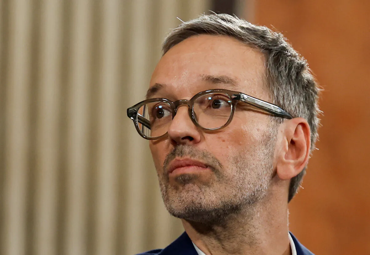 Freedom Party of Austria head Herbert Kickl attends a television debate on Sept., 29, 2024. (Reuters/Lisa Leutner)