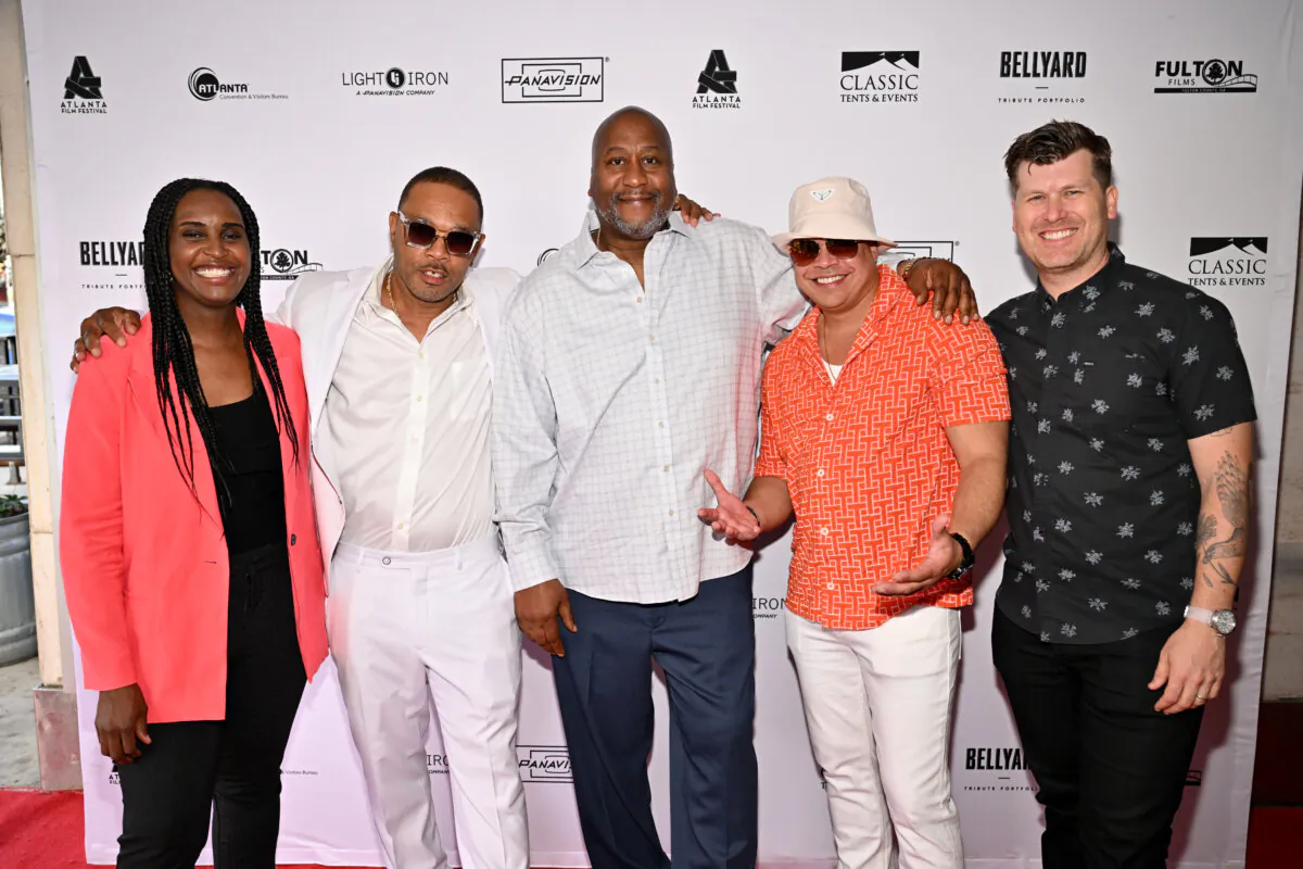 (L-R) Clarence Maclin, Sean Johnson, Jon-Adrian Velazquez, and Greg Kwedar attend the 48th Annual Atlanta Film Festival and Creative Conference for "Sing Sing" screening at Plaza Theatre on May 04, 2024 in Atlanta, Georgia. (Derek White/Getty Images)