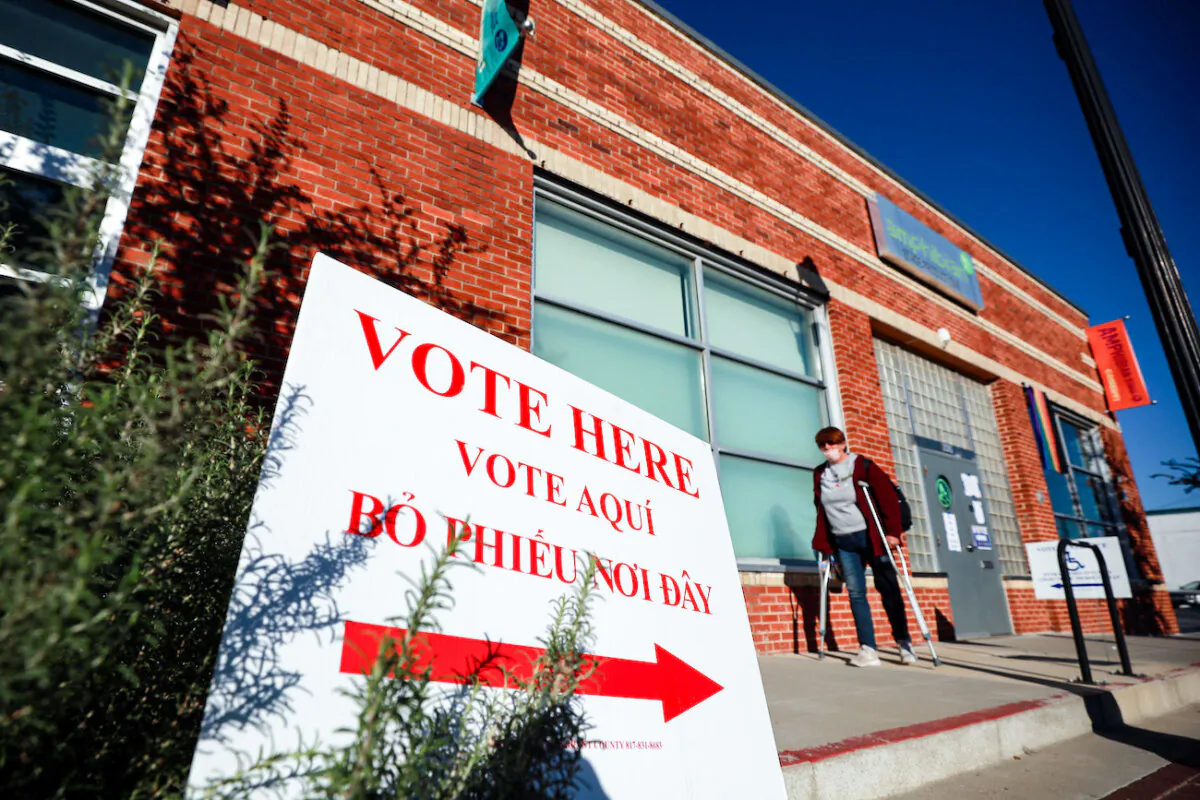 A voter exits a polling location in Fort Worth, Texas, on Nov. 03, 2020. (Tom Pennington/Getty Images)