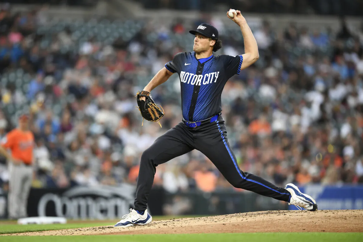 Detroit Tigers relief pitcher Brant Hurter throws against the Baltimore Orioles in the fourth inning of a baseball game in Detroit, on Sept. 13, 2024. (Jose Juarez/AP Photo)