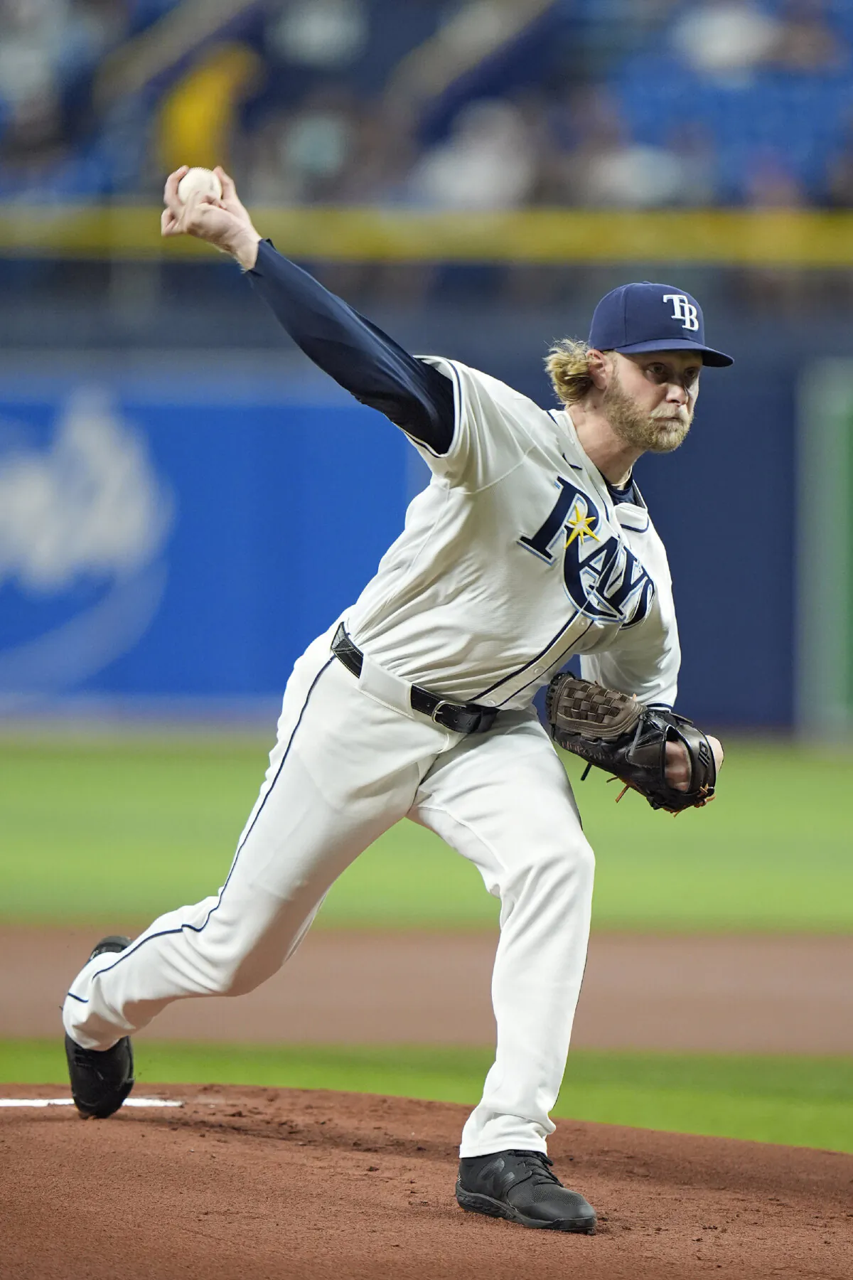 Tampa Bay Rays' Shane Baz pitches to the Boston Red Sox during the first inning of a baseball game in St. Petersburg, Fla, on Sept. 17, 2024. (Chris O'Meara/AP Photo)