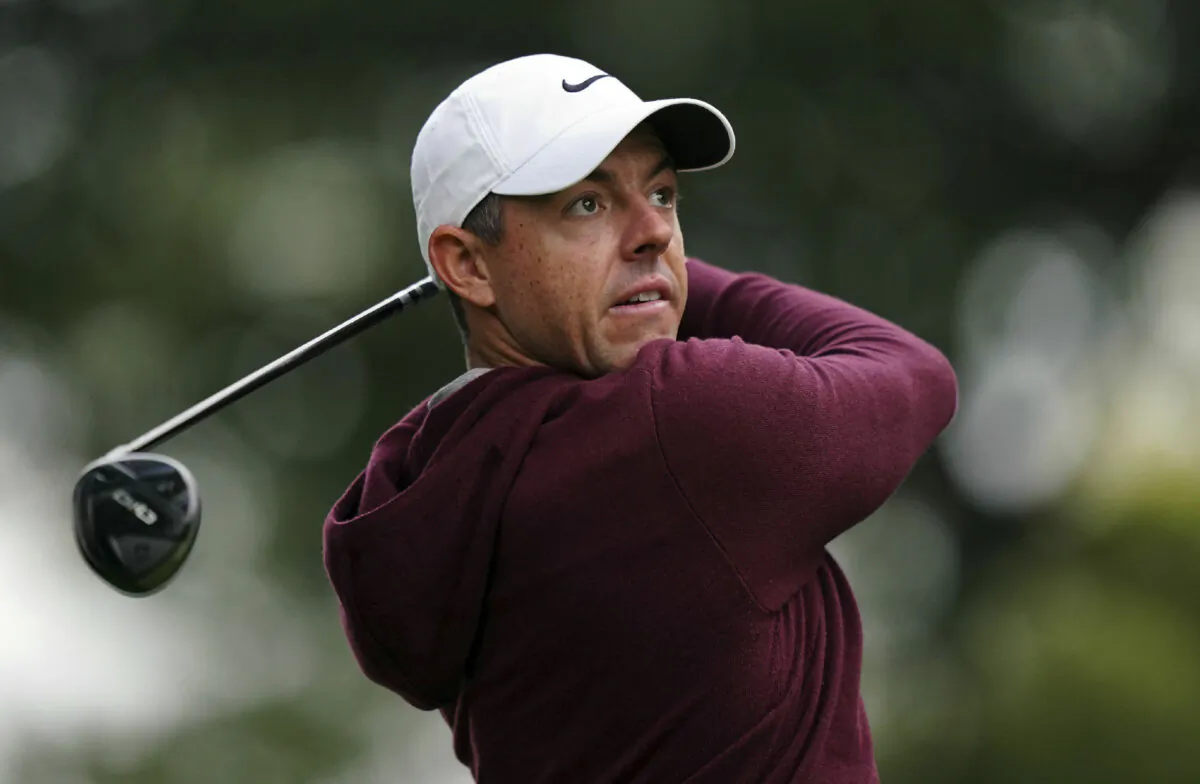 Rory McIlroy attends day one of the BMW PGA Championship at Wentworth Golf Club in Virginia Water, Surrey, England, on Sept. 19, 2024. (Zac Goodwin/PA via AP)