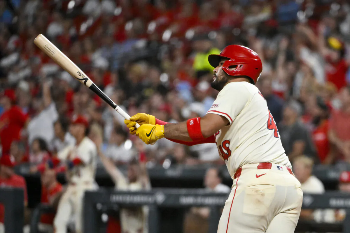 St. Louis Cardinals catcher Ivan Herrera (48) hits a three run home run against the Cleveland Guardians during the seventh inning at Busch Stadium in St. Louis on Sept. 21, 2024. (Jeff Curry/Imagn Images via Reuters)